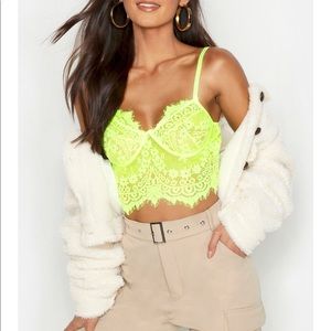 Neon Yellow Premium Lace Cupped Bralette